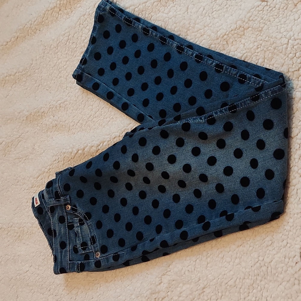 711 Skinny Levi's with velvet polka-dot